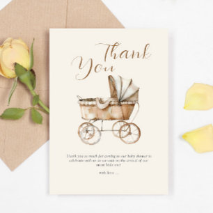 Boho Vintage Baby Carriage Baby Shower Tack Kort