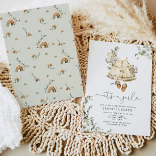 Boho vintage barnkläder sin flickdusch inbjudningar