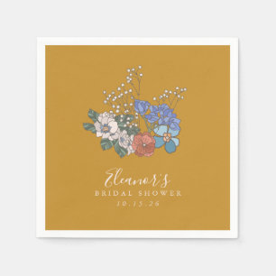 Boho Vintage Blommig Gul Anpassad Bröllopsdusch Pappersservett