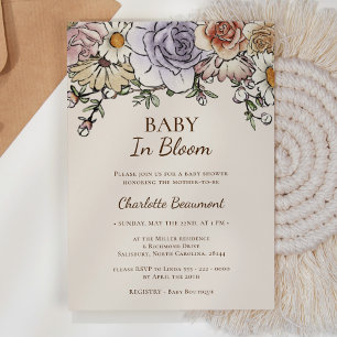 Boho Vintage Blommigt Baby in Bloom Baby Shower Inbjudningar