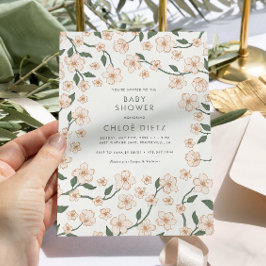 Boho Vintage Blommigt Baby Shower Inbjudningar