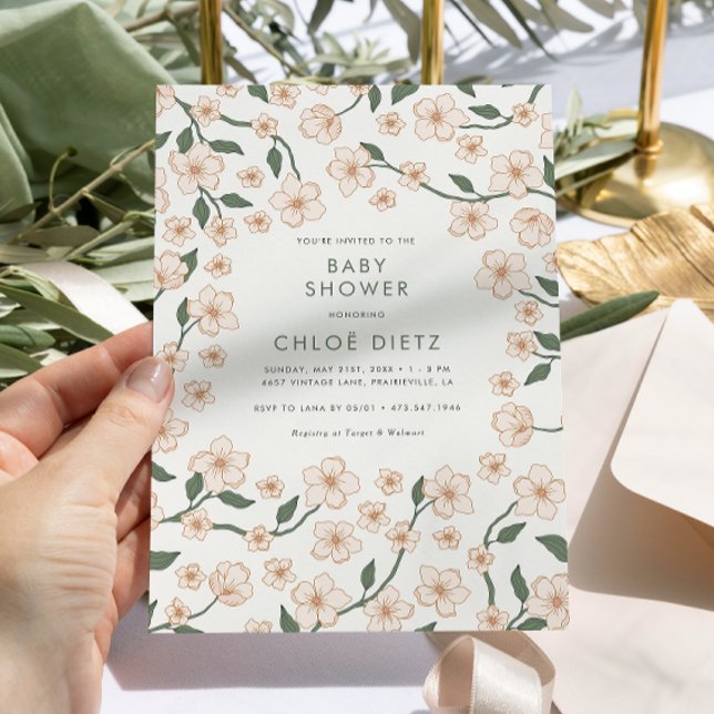 Boho Vintage Blommigt Baby Shower Inbjudningar (Skapare uppladdad)
