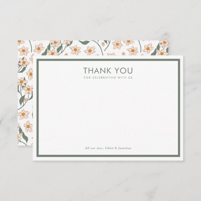 Boho Vintage Blommigt Baby Shower Tack Kort (Fram/baksida)