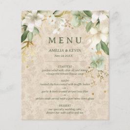 Boho Vintage Blommigt Botanical Bröllop Menu