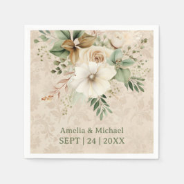 Boho Vintage Blommigt Botanical Bröllop Pappersservett