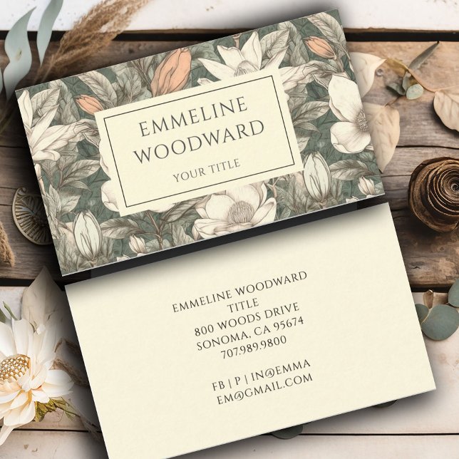 Boho Vintage Blommigt Botaniskt Affärskort Visitkort (Skapare uppladdad)