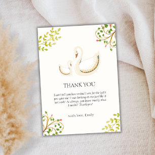 Boho Vintage Blommigt Greenery Svan Baby Shower Tack Kort