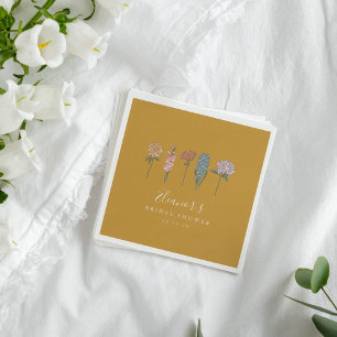Boho Vintage Blommor Gul Anpassad Bröllopsdusch Pappersservett