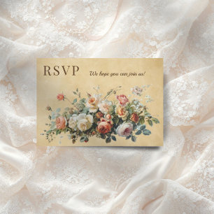 Boho vintage blomsterarrangemang gammalt papper OSA kort