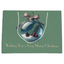 Boho Vintage Bow & Ornament jul Gift Bag