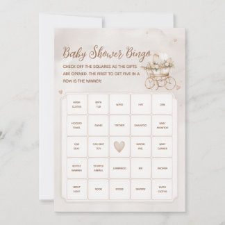 Boho Vintage Carriage Baby Shower Bingo Spelkort Inbjudningar