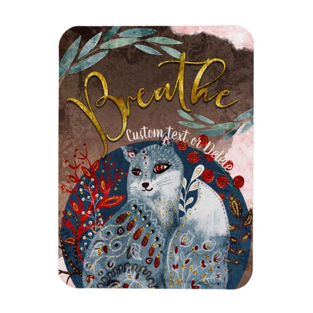 Boho Vintage Cat Breathe personlig påminnelse Magnet (Vertikal)