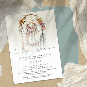 Boho Vintage Clothes Script Bohemian Baby Shower Inbjudningar