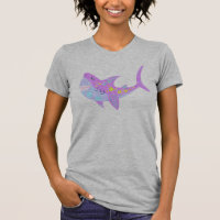 Boho Vintage Distress Lila Kawaii Shark Art
