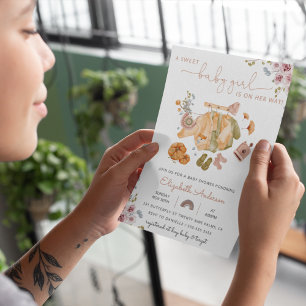 Boho Vintage Flicka Clothes Baby Shower Inbjudningar