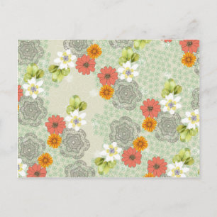 Boho Vintage Flowers Vykort