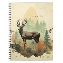 Boho Vintage Forest Hjort Spiral Notebook Anteckningsbok