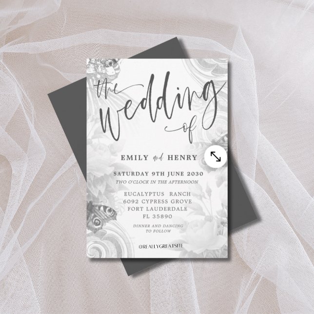 Boho Vintage Garden & Butterfly Bröllop Inbjudningar (Skapare uppladdad)