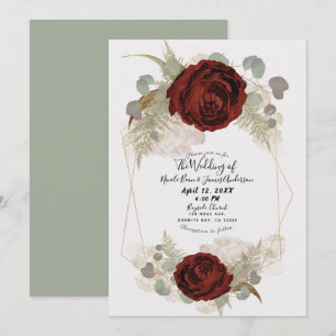 Boho Vintage Glam Botanisk Blommig Bröllop Inbjudningar