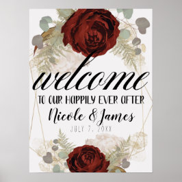 Boho Vintage Glam Botanisk Blommig Välkomst Bröllo Poster