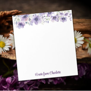 Boho vintage lavender wildblomma vattenfärgsvit anteckningsblock