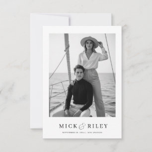 Boho Vintage Minimalist Text och Photo Bröllop Spara Datumet