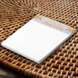 Boho vintage orange solrosolvattensfärgat grått anteckningsblock