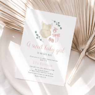 Boho Vintage Outfit Baby Shower Inbjudningar