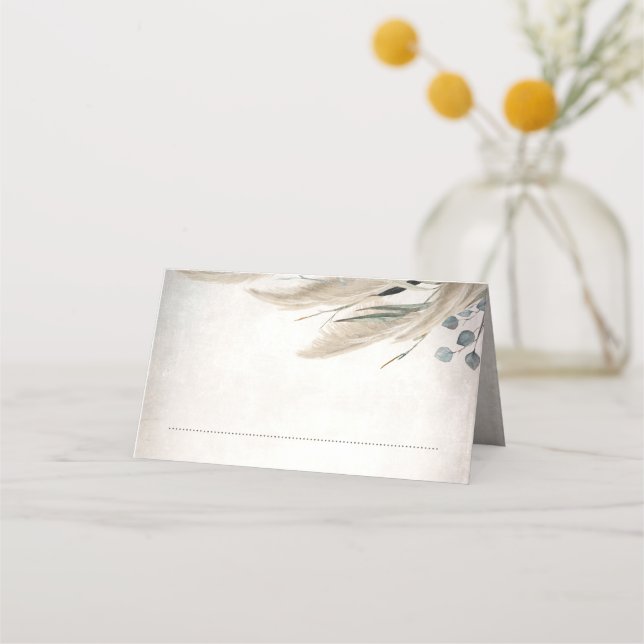 Boho Vintage Pampas Grass Bröllop Placeringskort (Framsida)