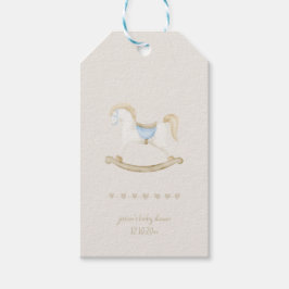 Boho Vintage Rocking Horse Cowboy Baby Shower Presentetikett