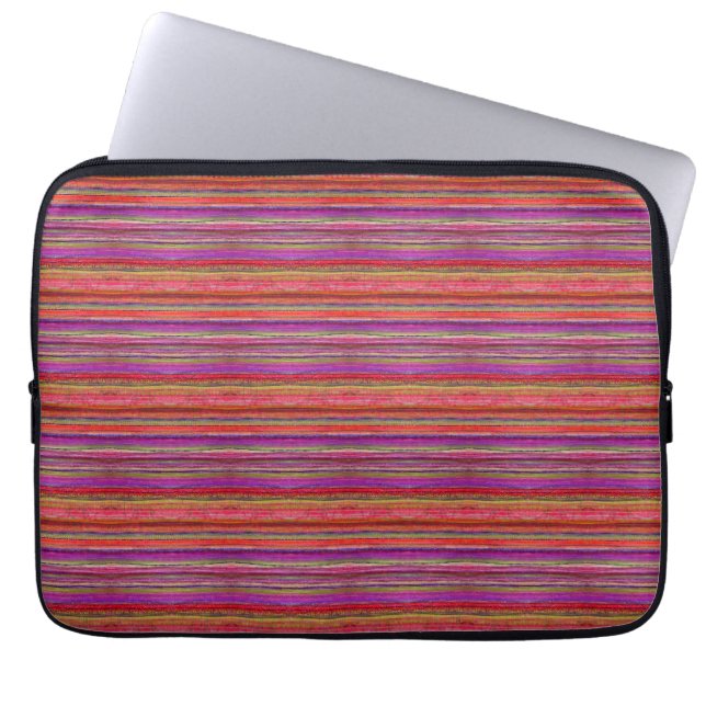 Boho Vintage Röd Violett Randig -  Laptop Fodral (Framsidan)