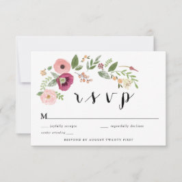 Boho Vintage Rosa Blommigt OSA-kort Inbjudningar