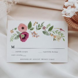 Boho Vintage Rosa Blommigt OSA-kort Inbjudningar