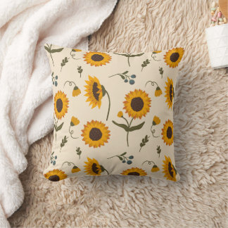 Boho Vintage Solros & Bär Mönster Kast Kudd Kudde