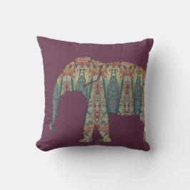 BOHO Vintage Tribal Paisley Lila Blue Elephant Kudde