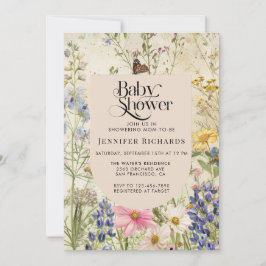 Boho Vintage WildblomBaby Shower Inbjudningar