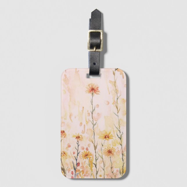 Boho Vintage Wildblommor Bagagebricka (Framsida vertikal)