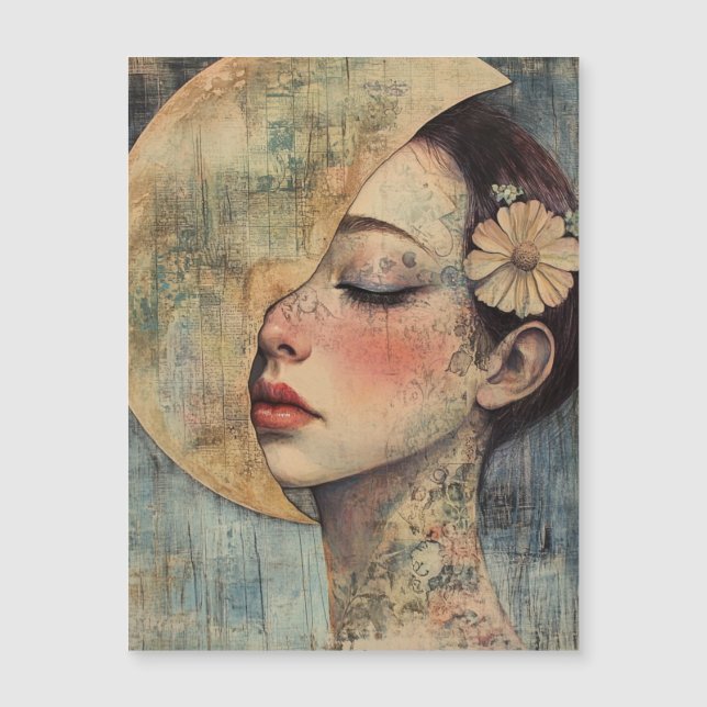Boho Vintage Woman och Halva Måne (Framsida)