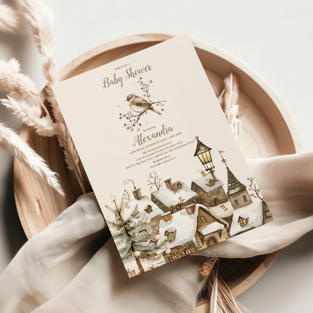 Boho Vinter Jul Babyshower Inbjudningar (Skapare uppladdad)
