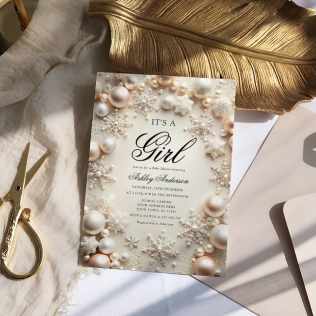 Boho vinter sin flicka babystölder inbjudningar (Skapare uppladdad)