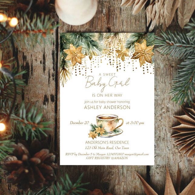 Boho vinterbabyduschte party-mall inbjudningar (Boho winter baby shower tea party editable template invitation digital download watercolor pines)