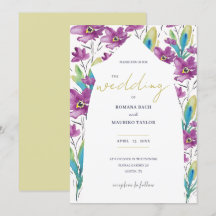 Boho Violett Turkos Vilda Blommor Akvarell Konst