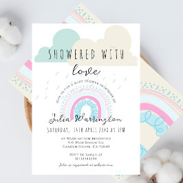 Boho visade med Kärlek Rainbow Baby Shower Inbjudningar