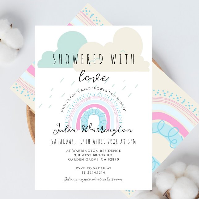 Boho visade med Kärlek Rainbow Baby Shower Inbjudningar (Skapare uppladdad)