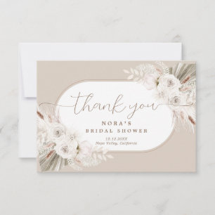 Boho vit och neutral torkad blomster tack kort