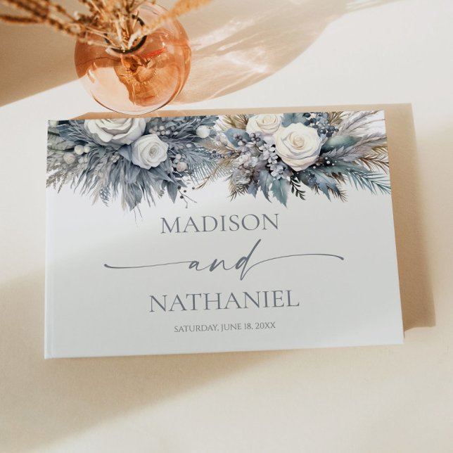 Boho Vit ros Blommigt Blomsterträdgård Bröllop Gästböcker (Skapare uppladdad)