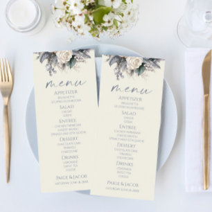 Boho Vit ros Blommigt Blomsterträdgård Bröllop Meny