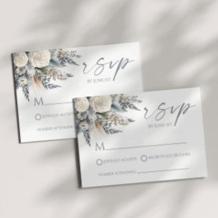 Boho Vit ros Blommigt Blomsterträdgård Bröllop OSA Kort
