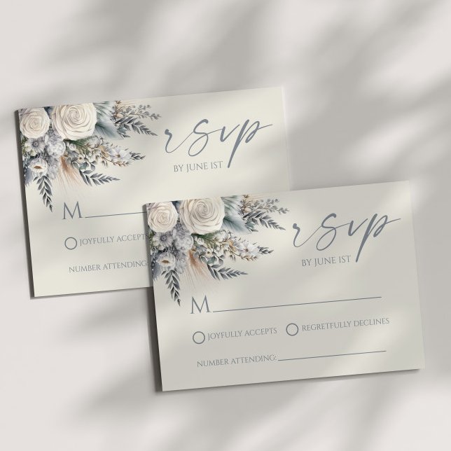 Boho Vit ros Blommigt Blomsterträdgård Bröllop OSA Kort (Skapare uppladdad)