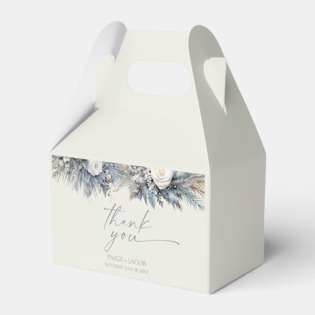Boho Vit ros Blommigt Blomsterträdgård Bröllop Presentaskar (Framsidan Sidan)